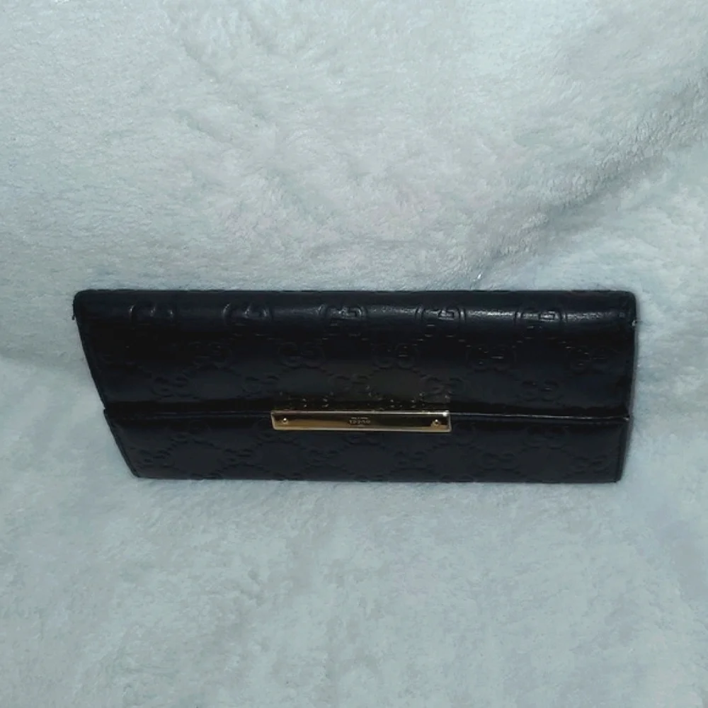 Gucci Black Guccissima Leather Flap Continental Wallet - Picture 7 of 16